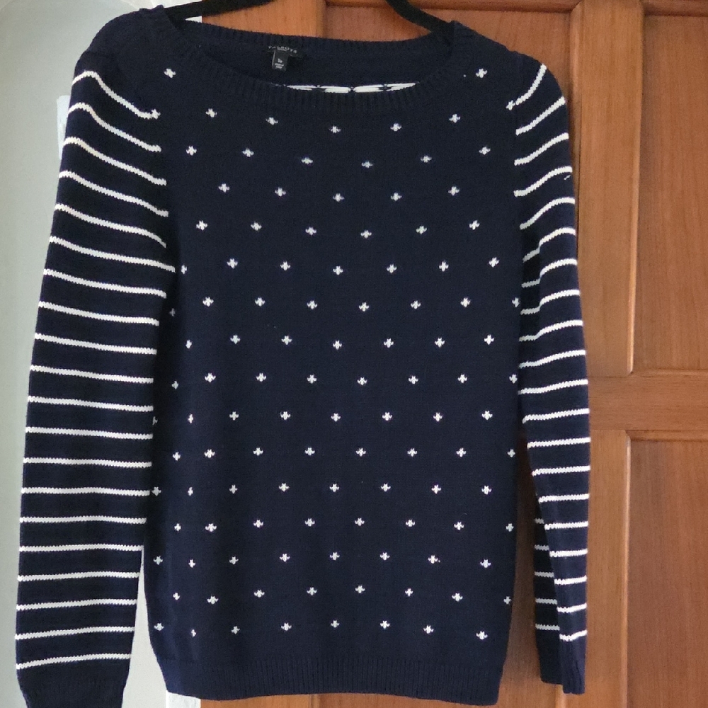 Talbots Navy Blue Striped Women's Sweater